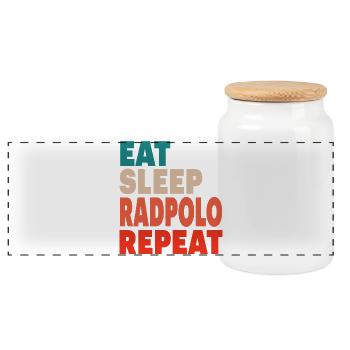 Mange Dors Rad Polo Répète, Radpolo - Boîte à biscuits avec couvercle en bois - blanc - Devant
