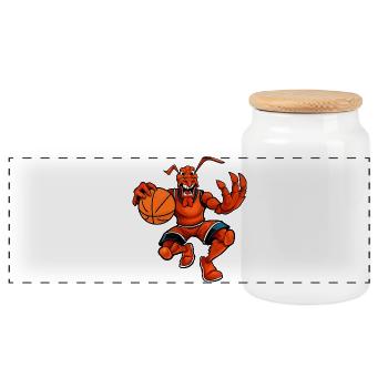 Basket-ball des homards - Boîte à biscuits avec couvercle en bois - blanc - Devant