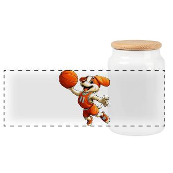 Basket-ball canin - Boîte à biscuits avec couvercle en bois - blanc - Devant