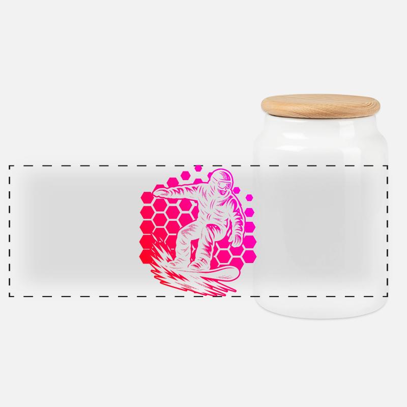 Conception vintage de snowboard pour snowboard - Boîte à biscuits avec couvercle en bois - blanc