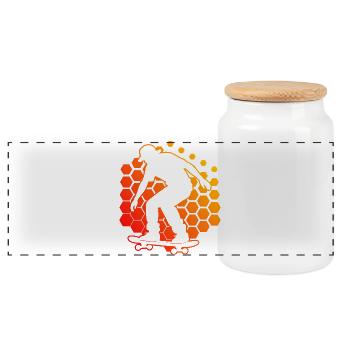 Motif drôle de skateur - Boîte à biscuits avec couvercle en bois - blanc - Devant