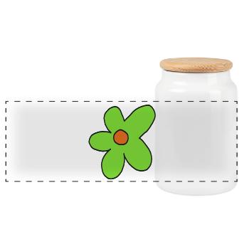 Lime Flower Pop Art - Panoramic Cookie Jar with Wooden Lid - white - Front