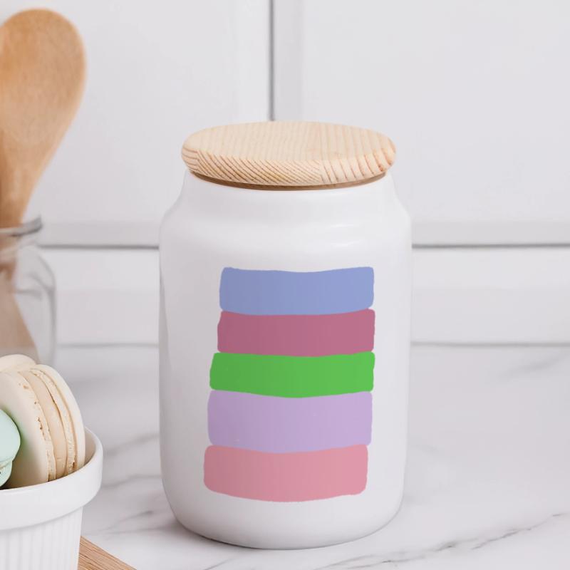 Pastellstreifen-Stack Panorama Keksdose mit Holzdeckel