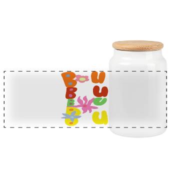 Bubble Bloom Groovy Letters - Panoramic Cookie Jar with Wooden Lid - white - Front