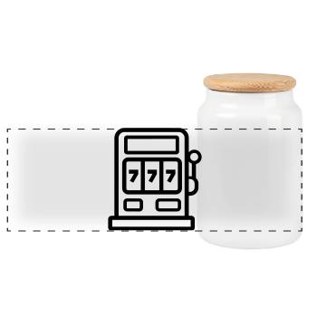 casino - Panoramic Cookie Jar with Wooden Lid - white - Front