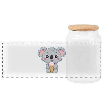 Koala Gourmand Crème Glacée - Panoramic Cookie Jar with Wooden Lid - white - Front