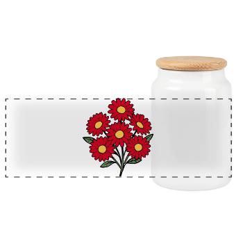 Flower Red Red Flower Flowers Daisies - Panoramic Cookie Jar with Wooden Lid - white - Front