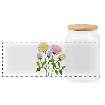 Blumen - Panorama Keksdose mit Holzdeckel - Weiß - Vorne
