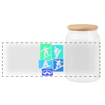 Snowboarden Retro Snowboard Snowboarding Snowboard - Panorama Keksdose mit Holzdeckel - Weiß - Vorne