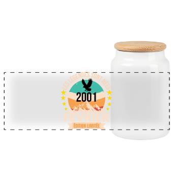 Février 2001 – Légende vintage - Boîte à biscuits avec couvercle en bois - blanc - Devant