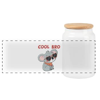 Koala Cool Heart Gläser - Panorama Keksdose mit Holzdeckel - Weiß - Vorne
