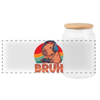 Capybaras Retro Bruh Gaming Mignons - Boîte à biscuits avec couvercle en bois - blanc - Devant