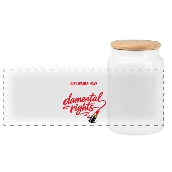 Droits fondationnels – Déclaration forte des femmes - Boîte à biscuits avec couvercle en bois - blanc - Devant