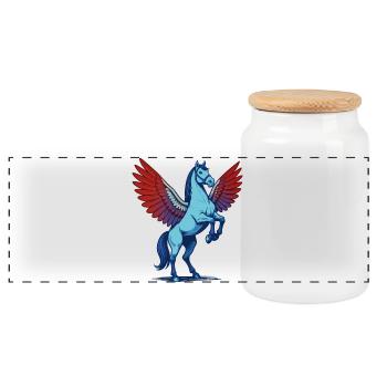 PEGASUS #2 - animals - Panoramic Cookie Jar with Wooden Lid - white - Front