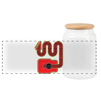 Rote Abstract Shape Gitarre - Panorama Keksdose mit Holzdeckel - Weiß - Vorne