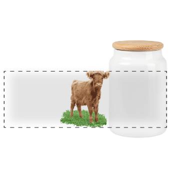 Praline la génisse - Boîte à biscuits avec couvercle en bois - blanc - Devant