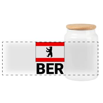 Motif sportif pour Berlin avec drapeau et BER - Boîte à biscuits avec couvercle en bois - blanc - Devant