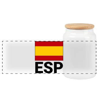 Sporty Spain flag with ESP abbreviation - Panoramic Cookie Jar with Wooden Lid - white - Front