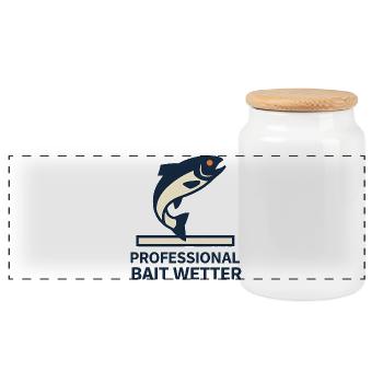 Pro Bait Wetter - Panoramic Cookie Jar with Wooden Lid - white - Front