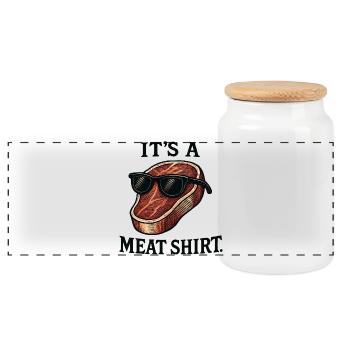 Fleisch mit Sonnenbrille Shirt - Panorama Keksdose mit Holzdeckel - Weiß - Vorne