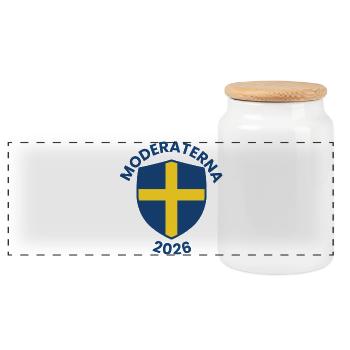 Nordic Shield Emblem 2026 - Panoramic Cookie Jar with Wooden Lid - white - Front