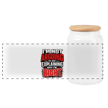 I don't argue Explain why I'm right - Panoramic Cookie Jar with Wooden Lid - white - Front