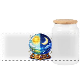 Tag Nacht Kristallkugel - Panorama Keksdose mit Holzdeckel - Weiß - Vorne