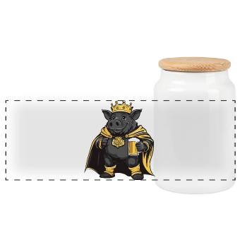 Pork Beer King Wild Boar - Panoramic Cookie Jar with Wooden Lid - white - Front
