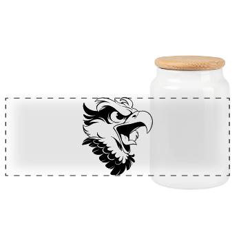 Tête d’aigle en colère – Look tatoué - Boîte à biscuits avec couvercle en bois - blanc - Devant