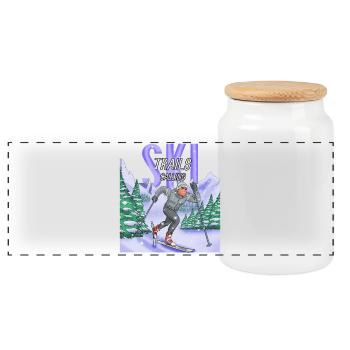 Ski Trails Calling Cross-Country Sports - Panoramic Cookie Jar with Wooden Lid - white - Front