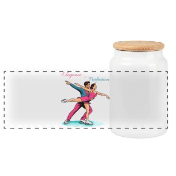 Élégance sur la glace, patinage artistique - Boîte à biscuits avec couvercle en bois - blanc - Devant