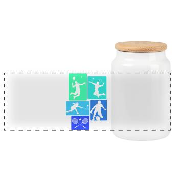  badminton  - Panorama Keksdose mit Holzdeckel - Weiß - Vorne