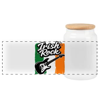 Electric Guitar St Patrick Flag Rock Gift - Panoramic Cookie Jar with Wooden Lid - white - Front
