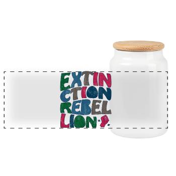 Extinction rebellion retro - Panorama Keksdose mit Holzdeckel - Weiß - Vorne