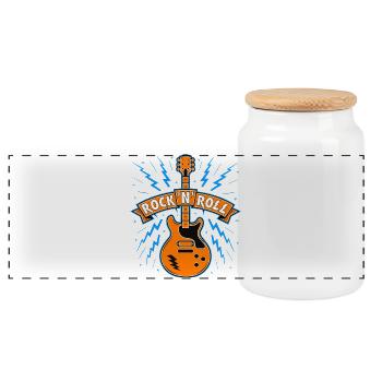 Bannière Rock’N’Roll avec guitare - Boîte à biscuits avec couvercle en bois - blanc - Devant