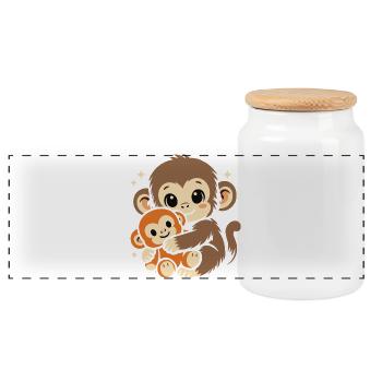 Punch Monkey Affe - Boîte à biscuits avec couvercle en bois - blanc - Devant