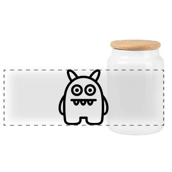monster - Panoramic Cookie Jar with Wooden Lid - white - Front