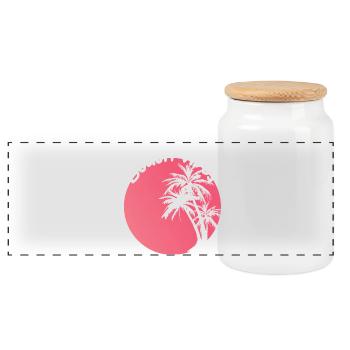 Beach Vibes Palm Sunset Design - Panorama Keksdose mit Holzdeckel - Weiß - Vorne