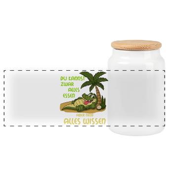 Alligator: Du kannst alles essen, aber nicht... - Panorama Keksdose mit Holzdeckel - Weiß - Vorne
