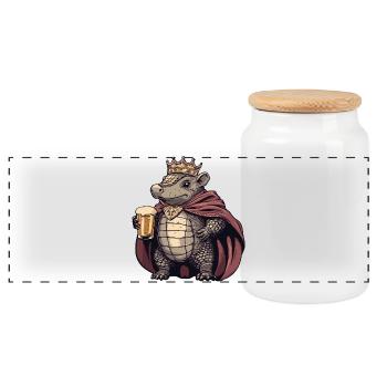Armadillo Beer King - Panoramic Cookie Jar with Wooden Lid - white - Front