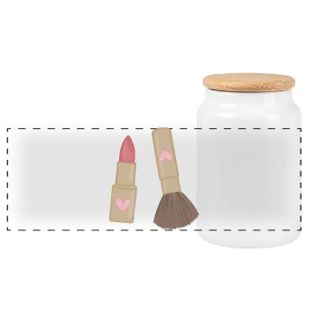 Charme rouge à lèvres et pinceau Heart Lip - Boîte à biscuits avec couvercle en bois - blanc - Devant
