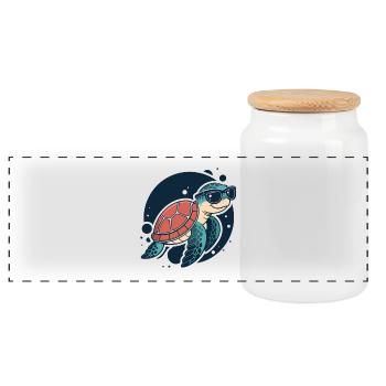 Stylish turtle sunglasses - Panoramic Cookie Jar with Wooden Lid - white - Front