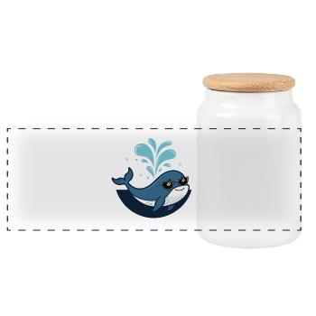 Whale Stylish Black Glasses - Panorama Keksdose mit Holzdeckel - Weiß - Vorne