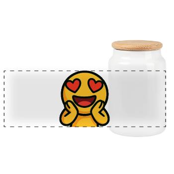 Cœur émoticône Yeux brillants - Boîte à biscuits avec couvercle en bois - blanc - Devant