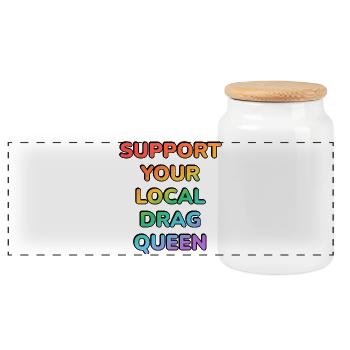 Soutenez votre drag queen locale - Boîte à biscuits avec couvercle en bois - blanc - Devant