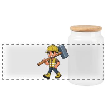 Héros ouvriers du bâtiment avec marteau - Boîte à biscuits avec couvercle en bois - blanc - Devant