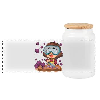 La fille de bande dessinée coupe les oignons - Boîte à biscuits avec couvercle en bois - blanc - Devant