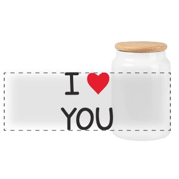 I ❤️ You – Sweet Love Text Design - Panoramic Cookie Jar with Wooden Lid - white - Front