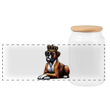 Boxer Boxerhalter Boxerhund Boxerbesitzer Boxerfan - Panorama Keksdose mit Holzdeckel - Weiß - Vorne