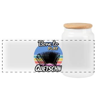 Né pour jouer à la boîte à presser - Boîte à biscuits avec couvercle en bois - blanc - Devant